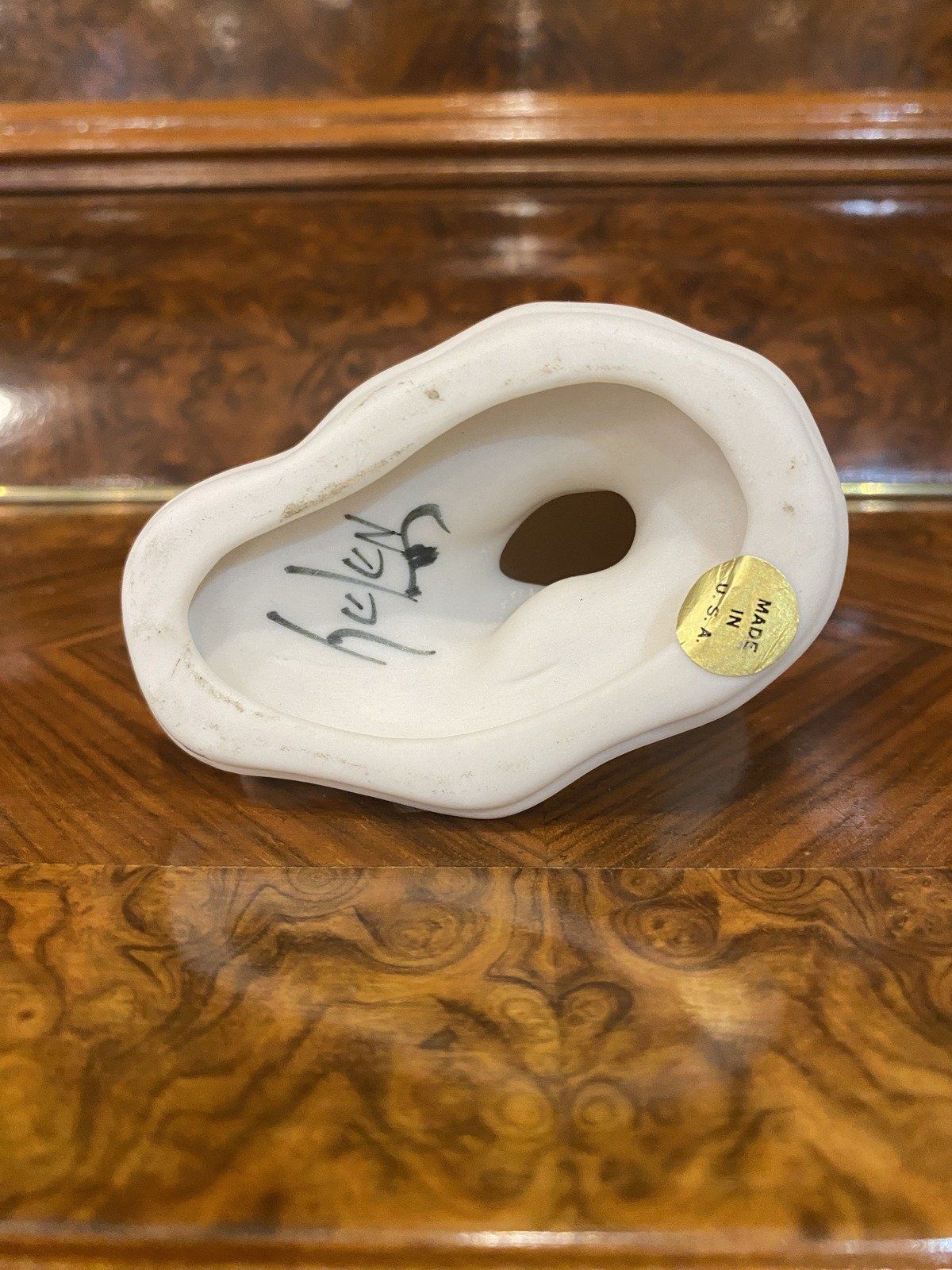 Vintage Bisque Bone Porcelain Signed Bird Figurine 5