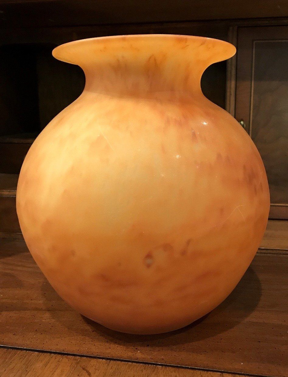 Art Glass Round Orange Jupiter Vase 2