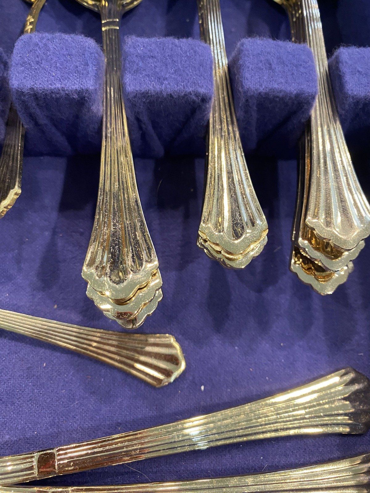 Vintage Gold Washed Shell Patterned Stainless Flatware 2