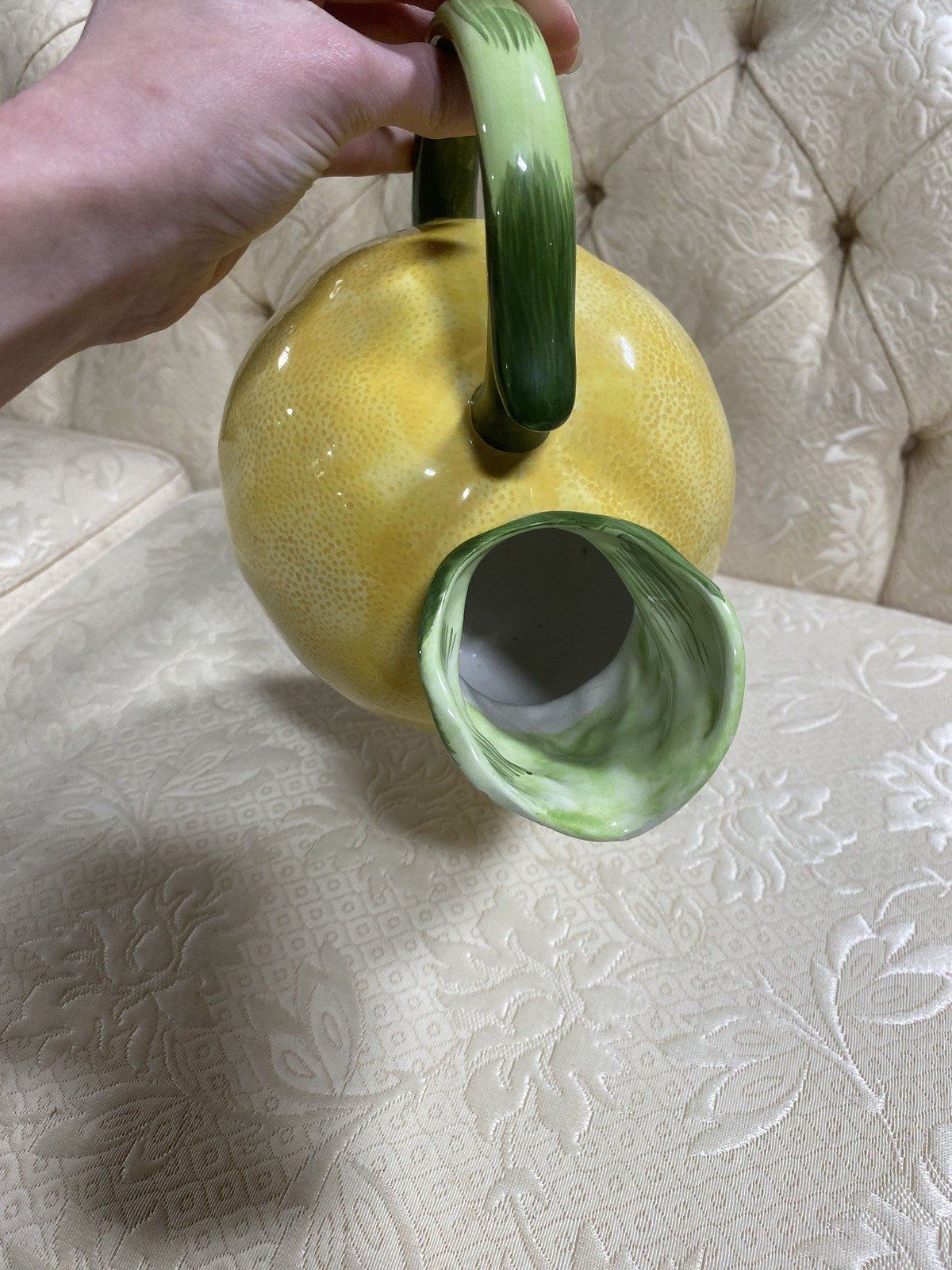 Vintage c.1983 The Haldon Group Majolica Style Meyer Lemon Drink Pitcher 7