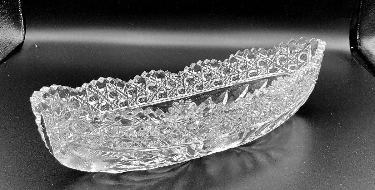 Cut Glass Boat Shaped Celery Libbey signed Hawkes