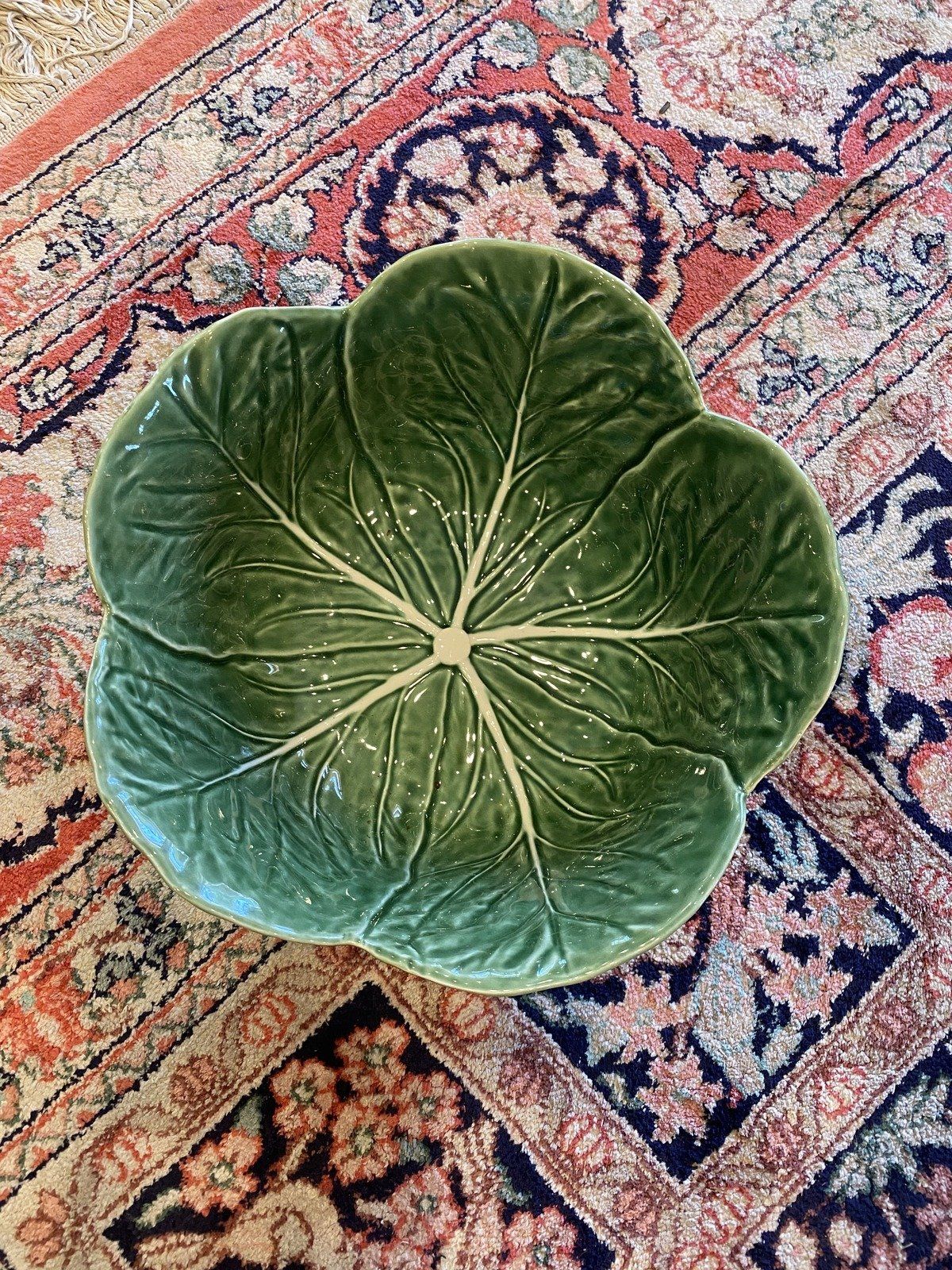 Large Natural Edge Bordallo Pinheiro Ceramic Majolica Fruit/Centerpiece Bowl 13