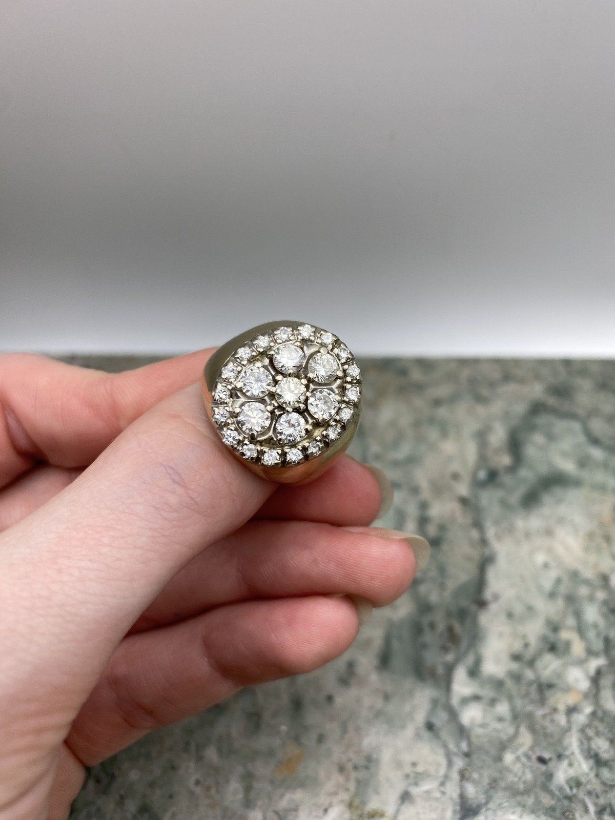 Men's Vintage 14k 1.4ct (Centers Only) Diamond Framed Signet Ring #2777 5