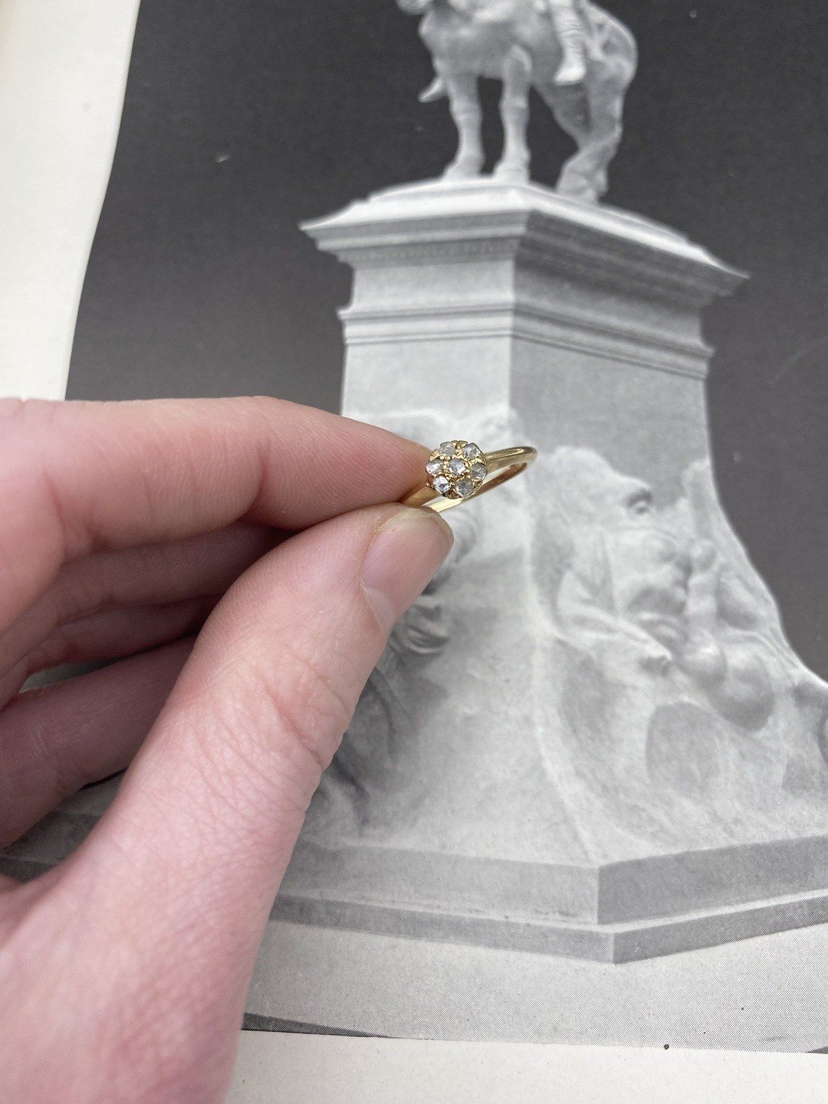 *RARE* Antique Victorian14k Gold Rose Cut Diamond Flower Cluster Ring #2218 8