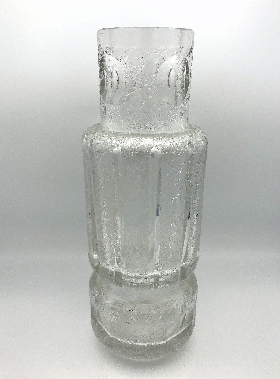 Unique Splash Frosted Cut Glass Vase 2