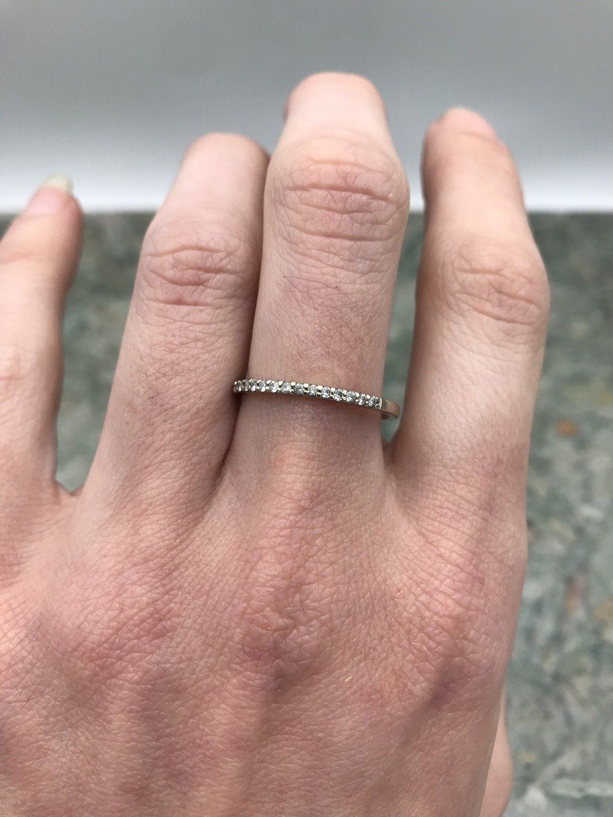 14k White Gold Diamond Topped Ladies Ring Band 4