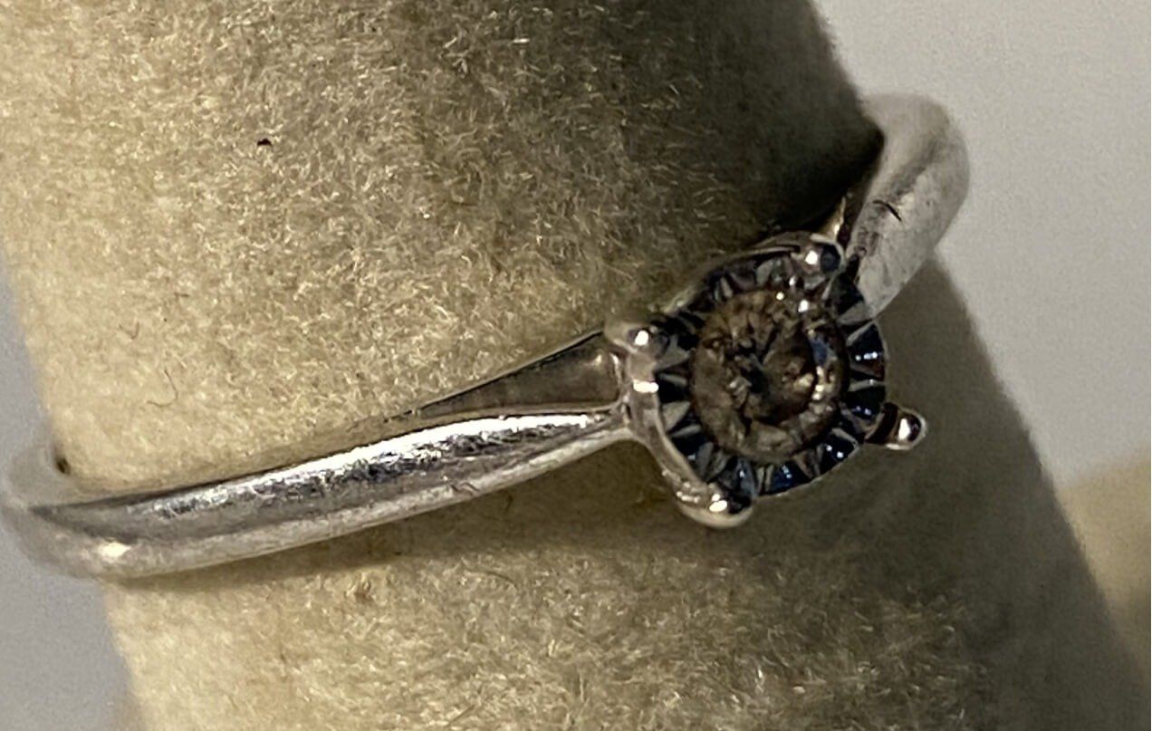 Sterling Diamond Ring Size 7 3