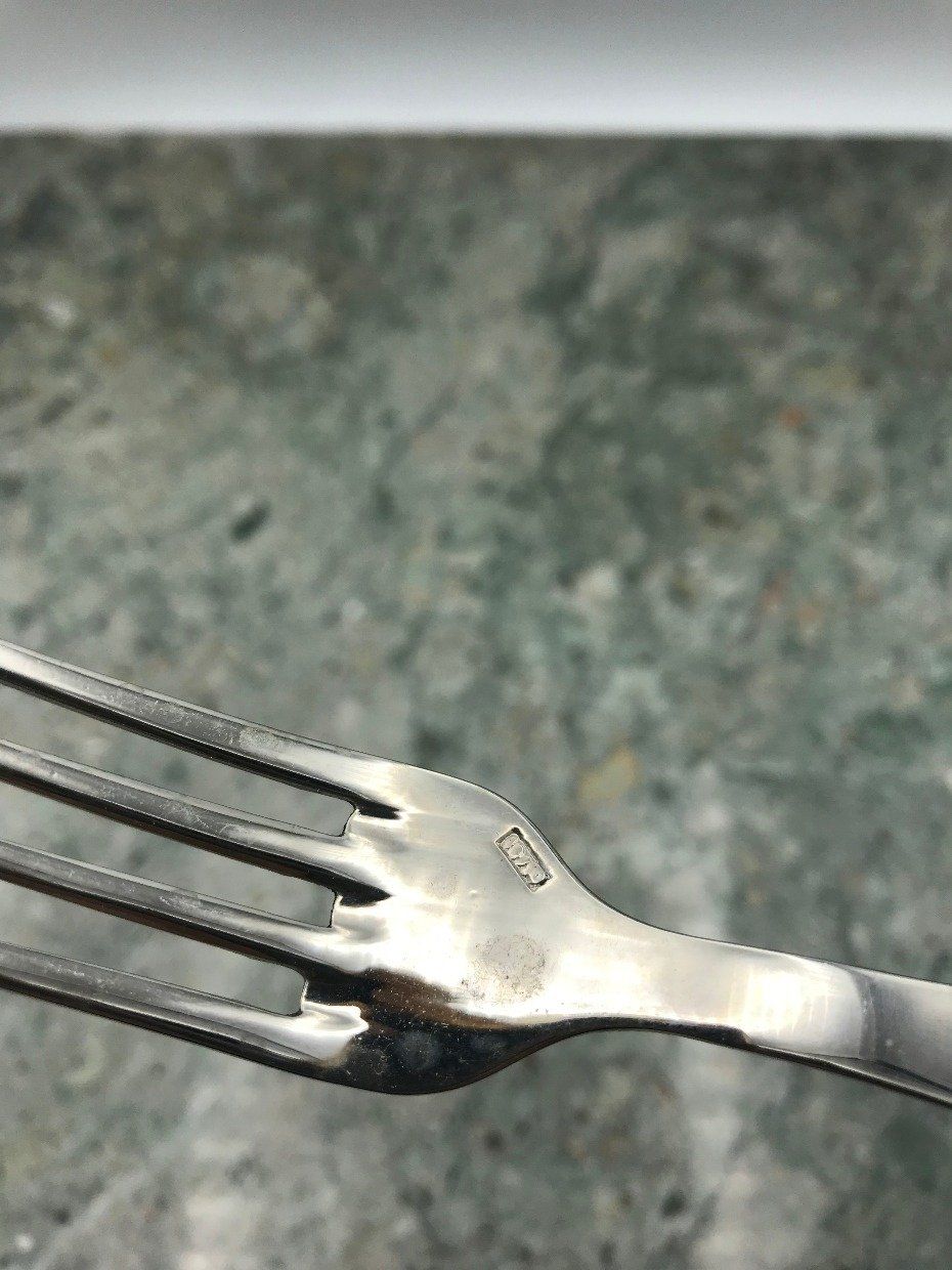 Mid Century Pearly Lucite Handled Dinner Fork 4