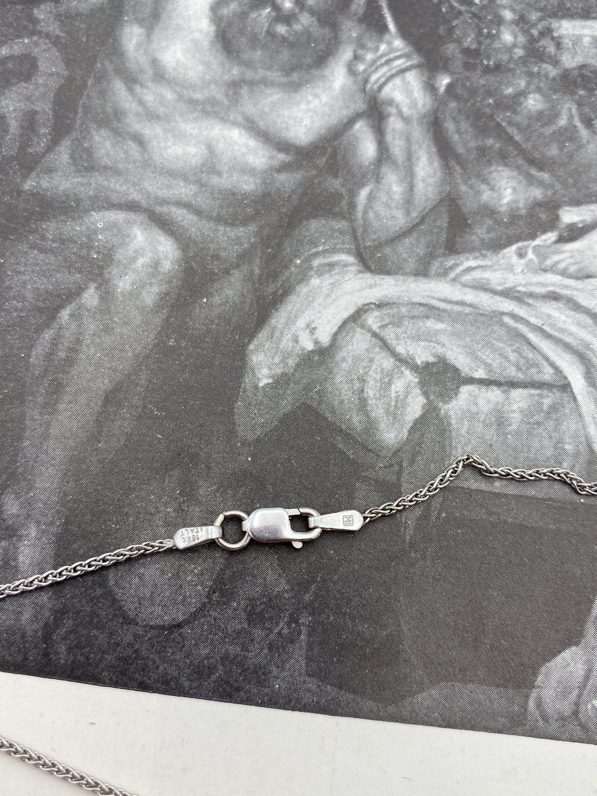 Lovely 14k White Gold .85ct Bezel Set Natural Diamond Solitaire Necklace w 18k Gold 20L 3
