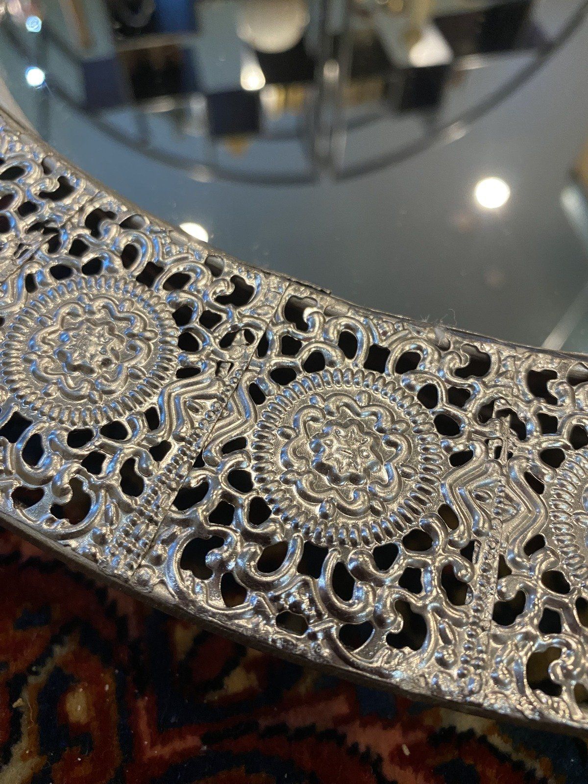 Circular Modern VTG Style Reticulated Mirror Tray #2946 5