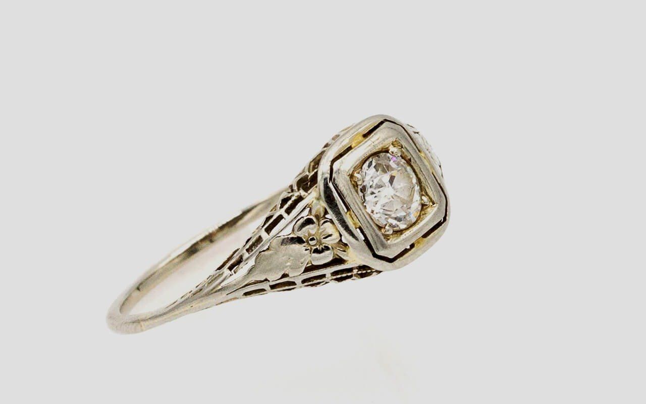 Ladies 14k White Gold Diamond Ring with .34 Brilliant Cut Solitaire Diamond 3