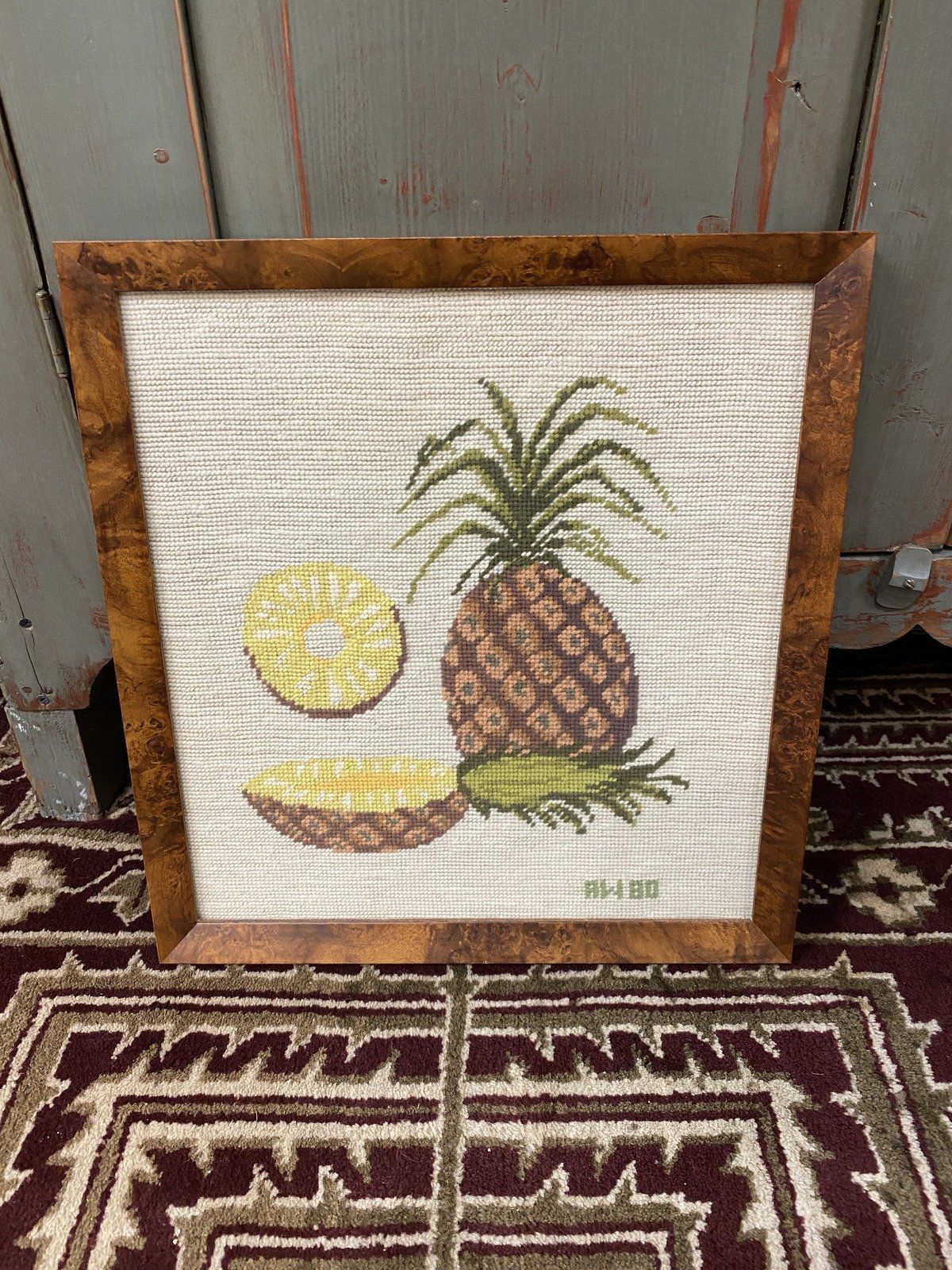 Pineapple Needlepoint Framed Wall Decor 2