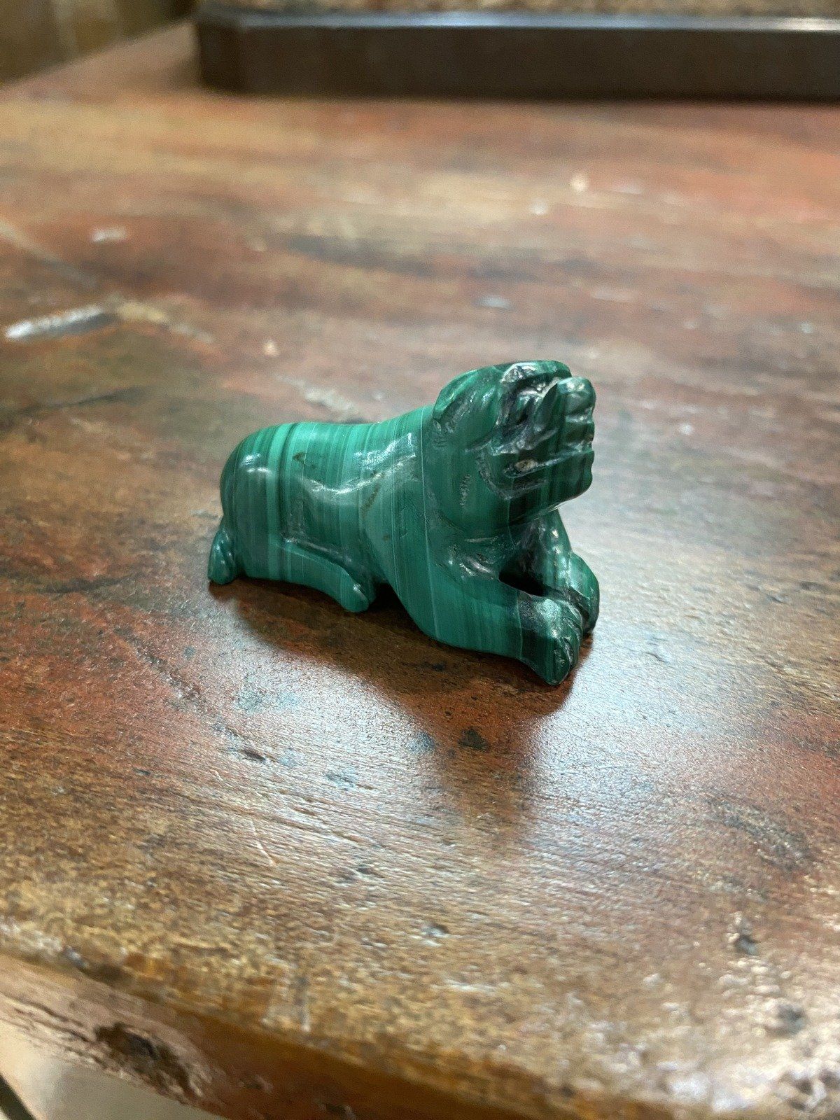 Genuine Natural Malachite Carved Bear Figurine