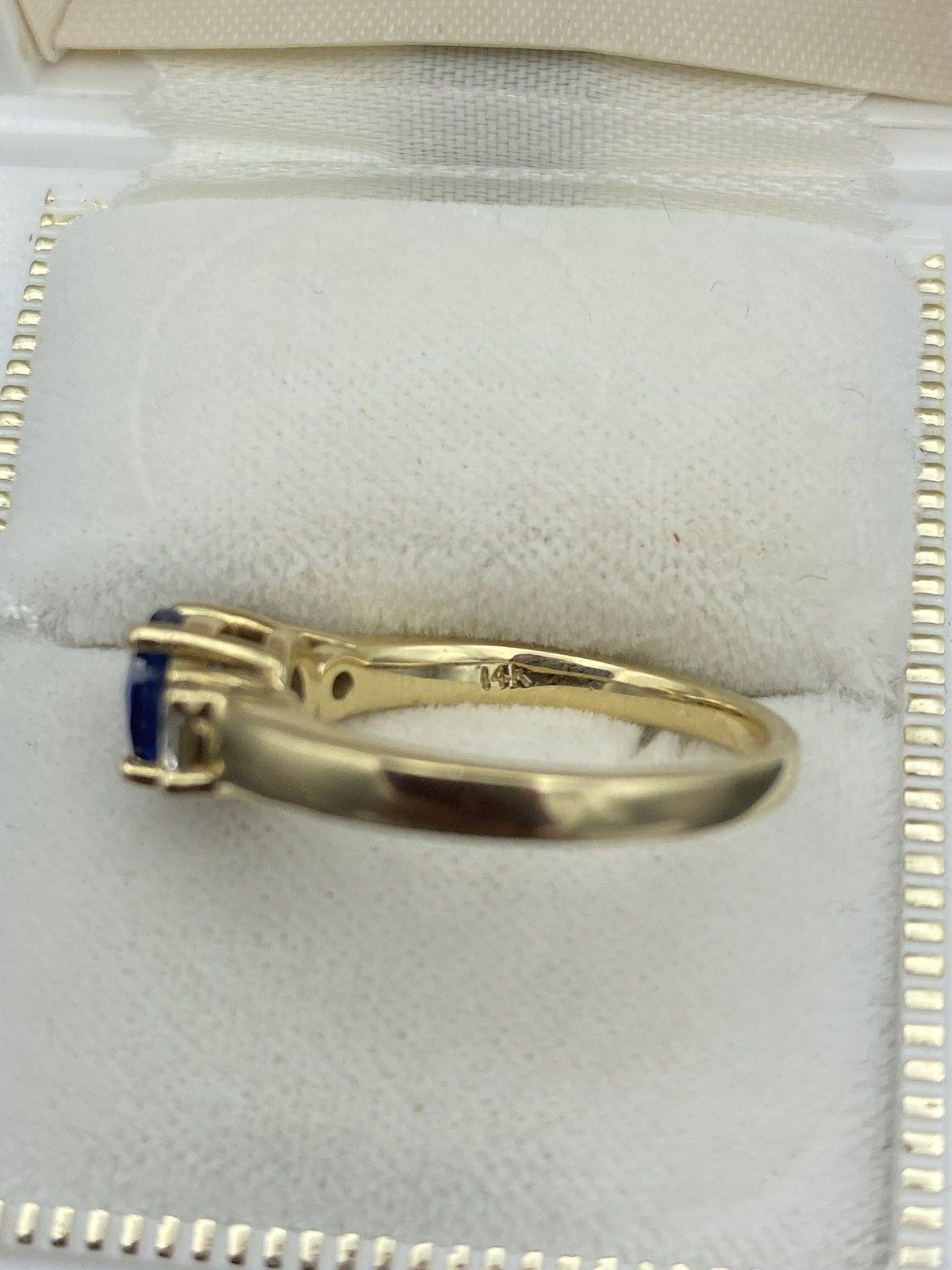 Angara 14k Gold 1ct Sapphire + .32ct Diamond Trio Stone Ladies Ring w GIA + Display Box 13