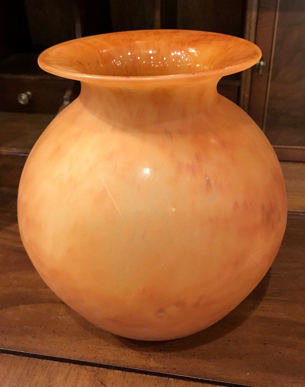 Art Glass Round Orange Jupiter Vase 3