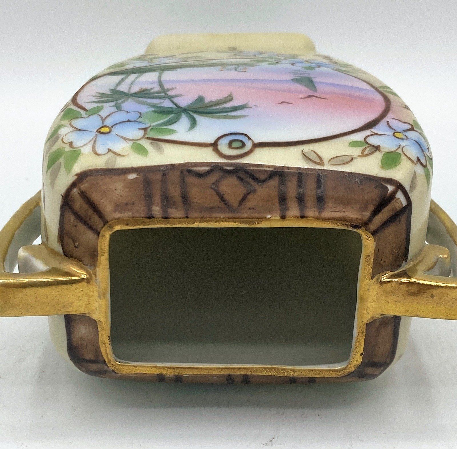 Hand Painted Nippon Vase Floral and Palms 5