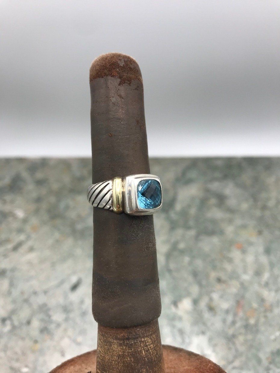David Yurman Blue Topaz + Gold Accented Ring 2