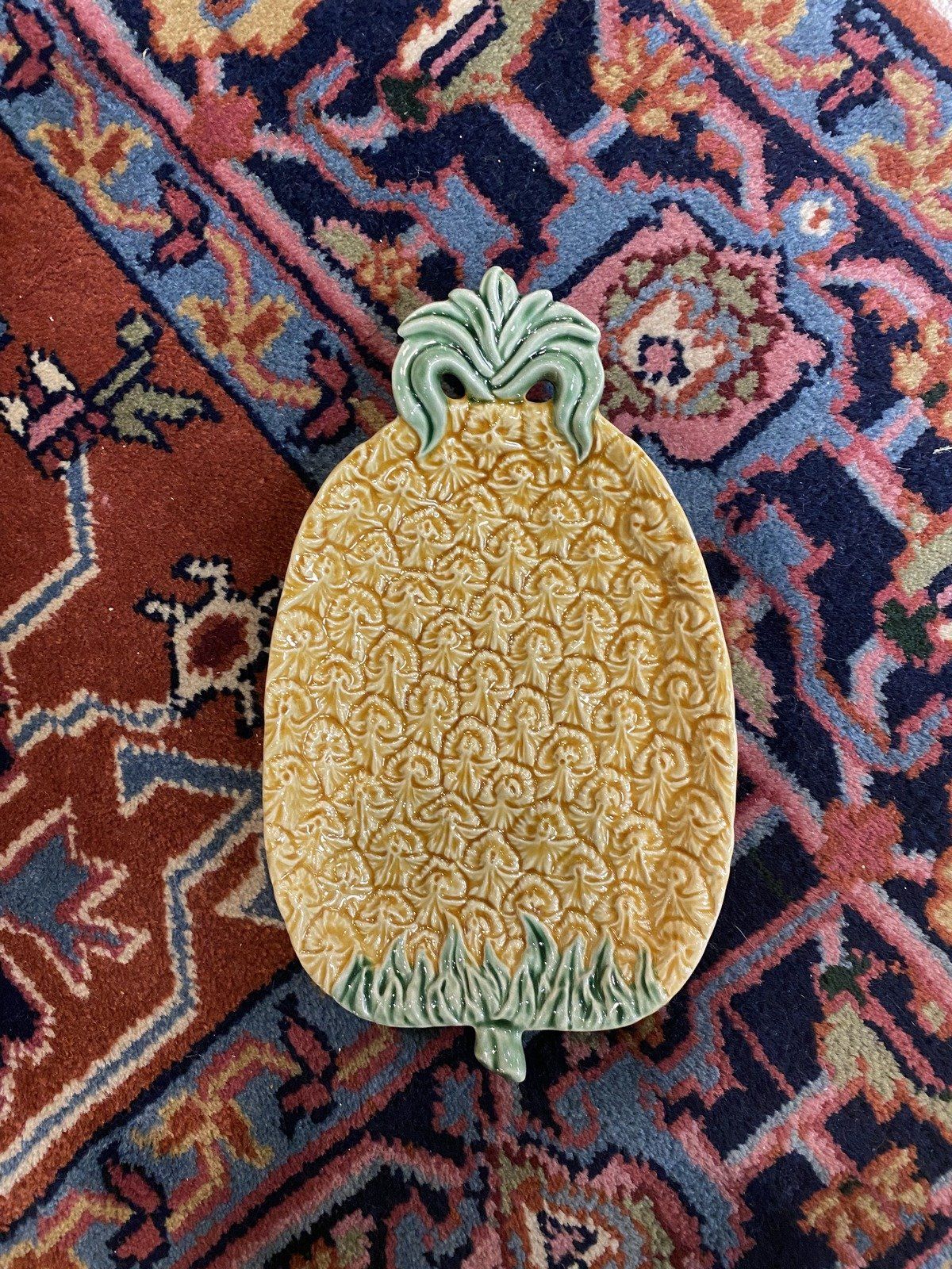 Bordallo Pinheiro Portuguese Majolica Pineapple Appetizer Dish