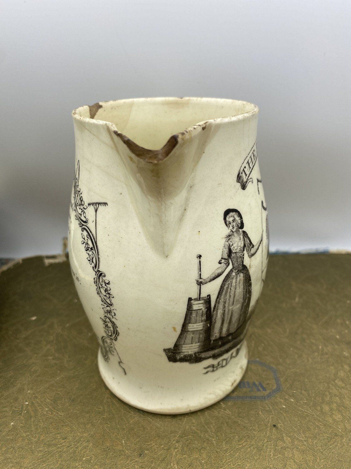 Antique Farmers Arms Creamer Crock Pitcher 2