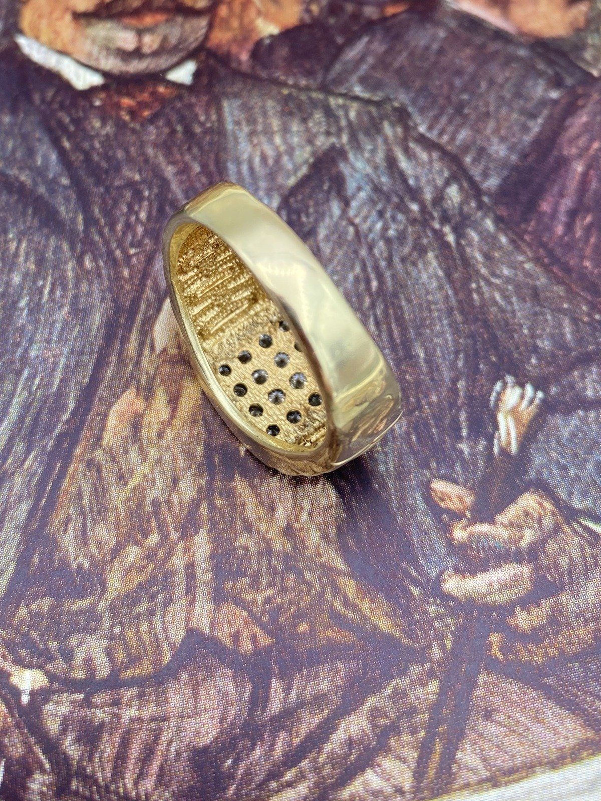 Men's 10k Bright Gold Pave Diamond Jubilee Rolex Style Ring 5
