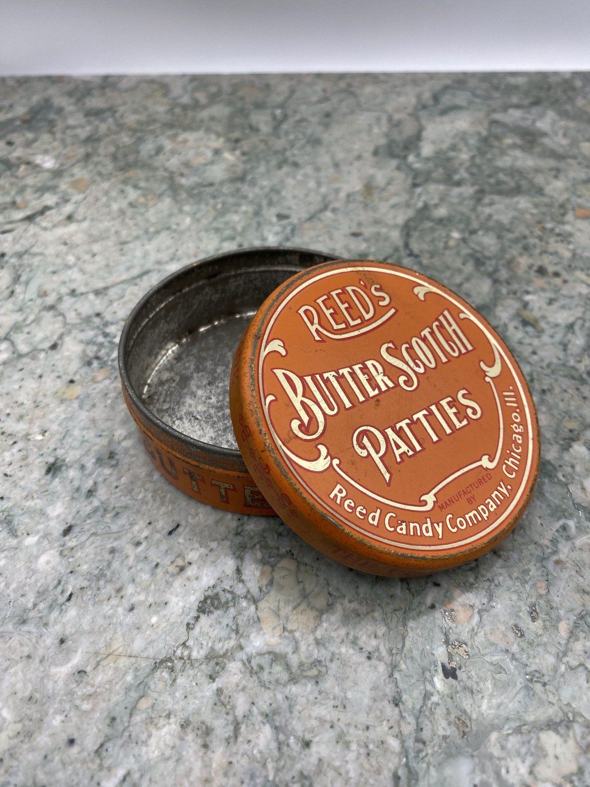 Antique c.1910/20s REEDS Butterscotch Patties 2.75oz Collectible Ad Tin 8