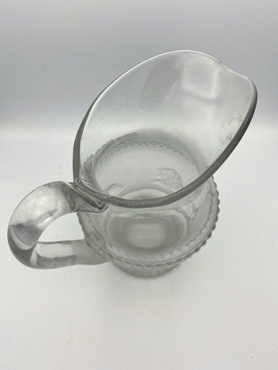 19th c. Gillinder & Son Lion Glass Milk/Water Pitcher 3