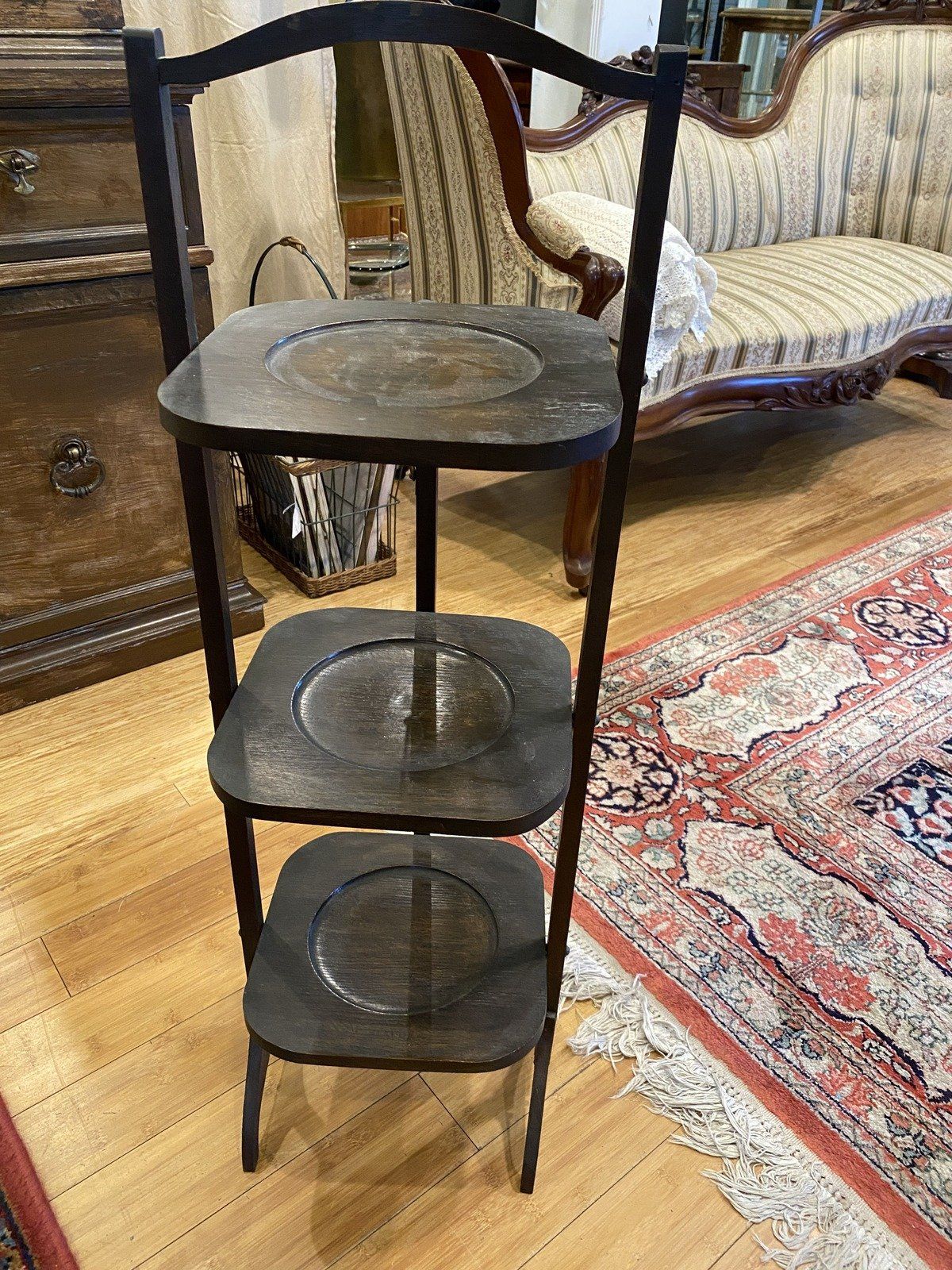 Antique Wooden Retractable Folding Pie Shelf 2