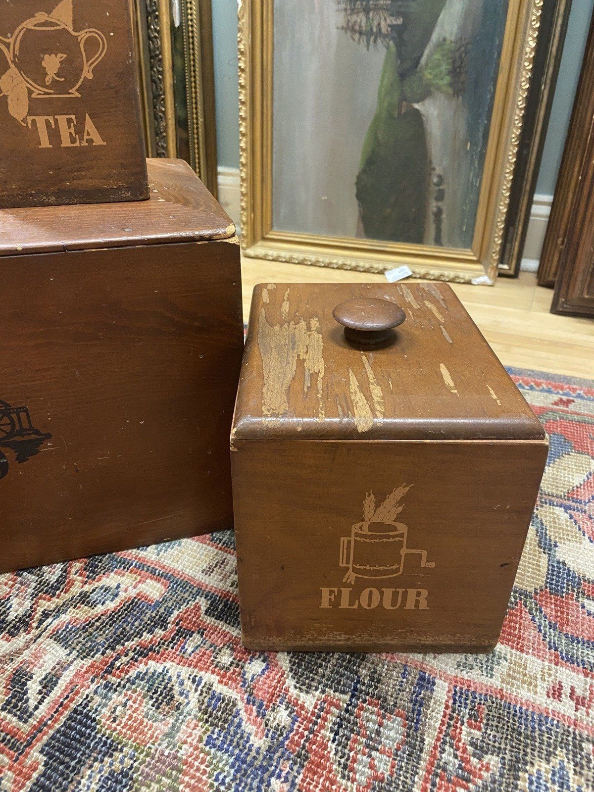 *SET* of 5 Well Loved Wooden Kitchen Cannisters 3