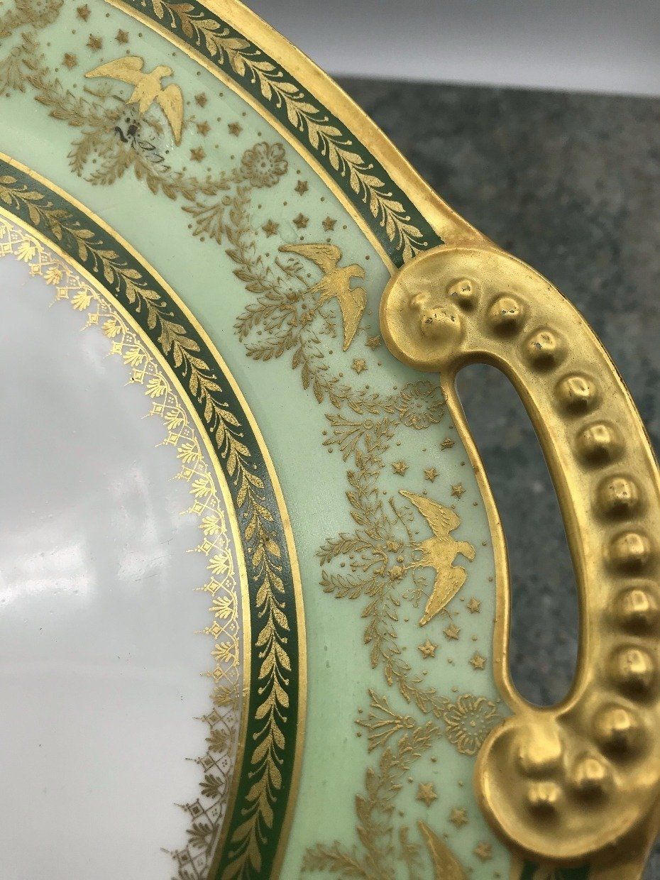Antique Limoges France Porcelain Gilt + Money Green Presidential Dinner Plate 2