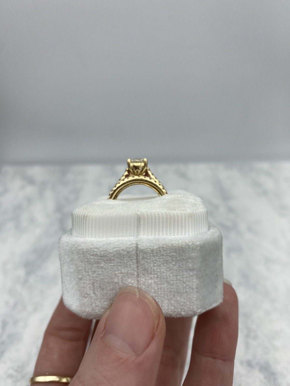 Traditional 14k Gold 1.25ct Solitaire Diamond Engagement Ring w Soldered Sizer + Pave Diamond Band 13