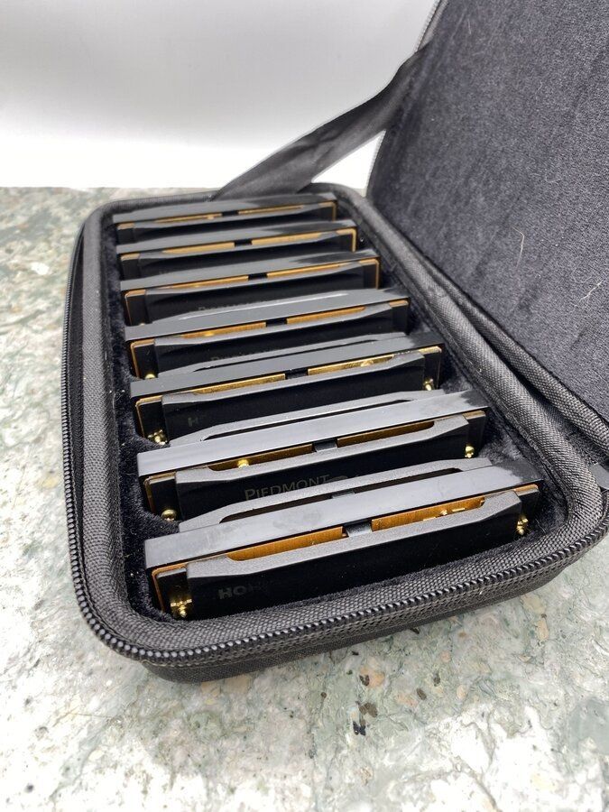 Hohner Set of Various Note/Key Harmonicas + Travel Case