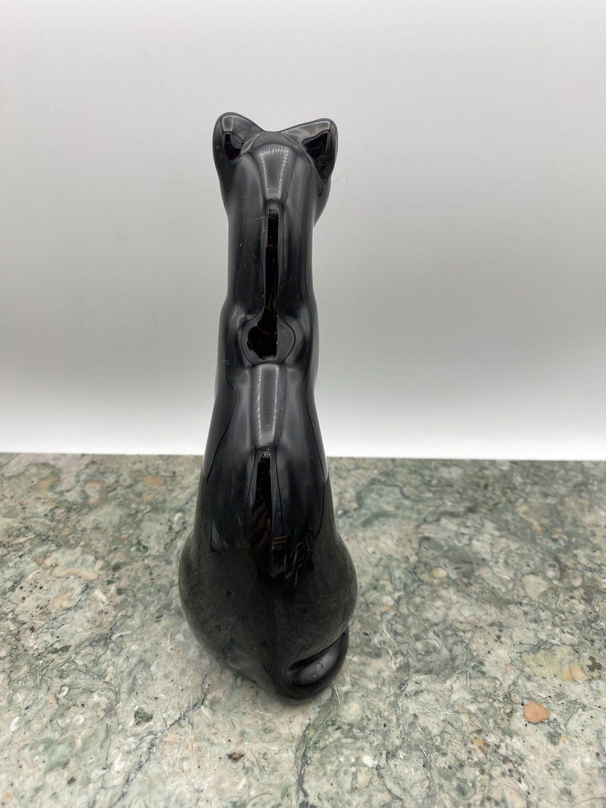 Vintage French Baccarat Black Crystal Molded Cat Sculpture #2675 4