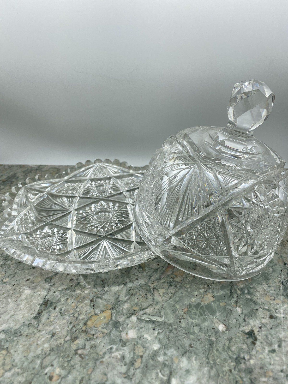Cut Glass Covered Cheese w/ Dome 3