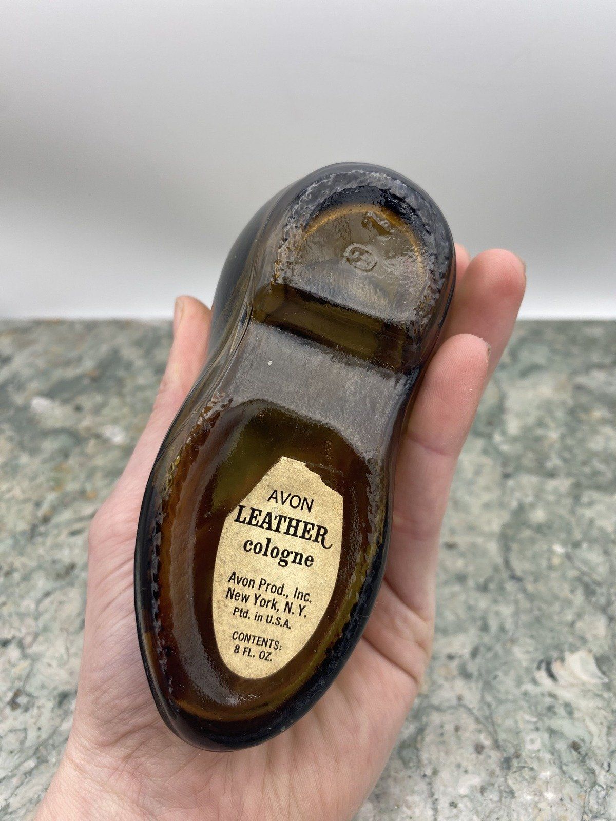 Vintage Avon Green Glass + Leather Boot Cologne Bottle 3