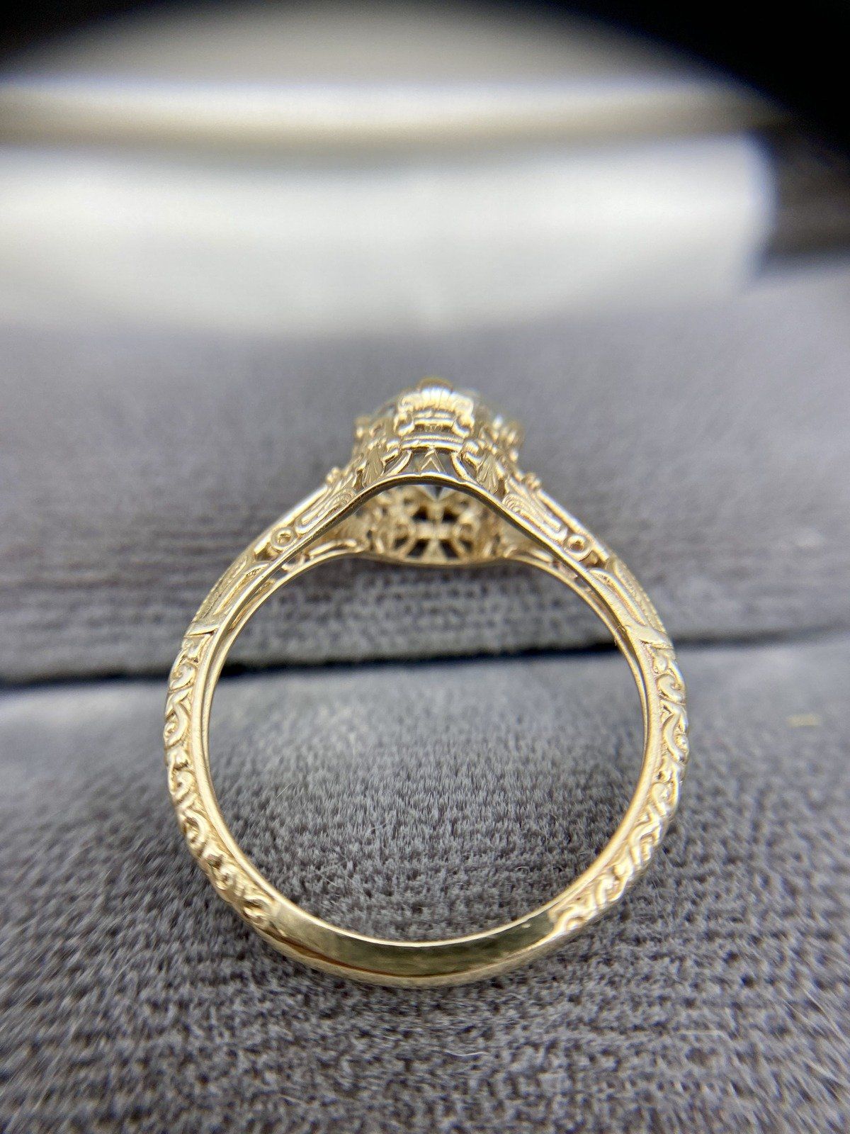 Stunning 14k Gold Antique Inspired 1ct Natural Solitaire Diamond Filigree Engagement Ring 9