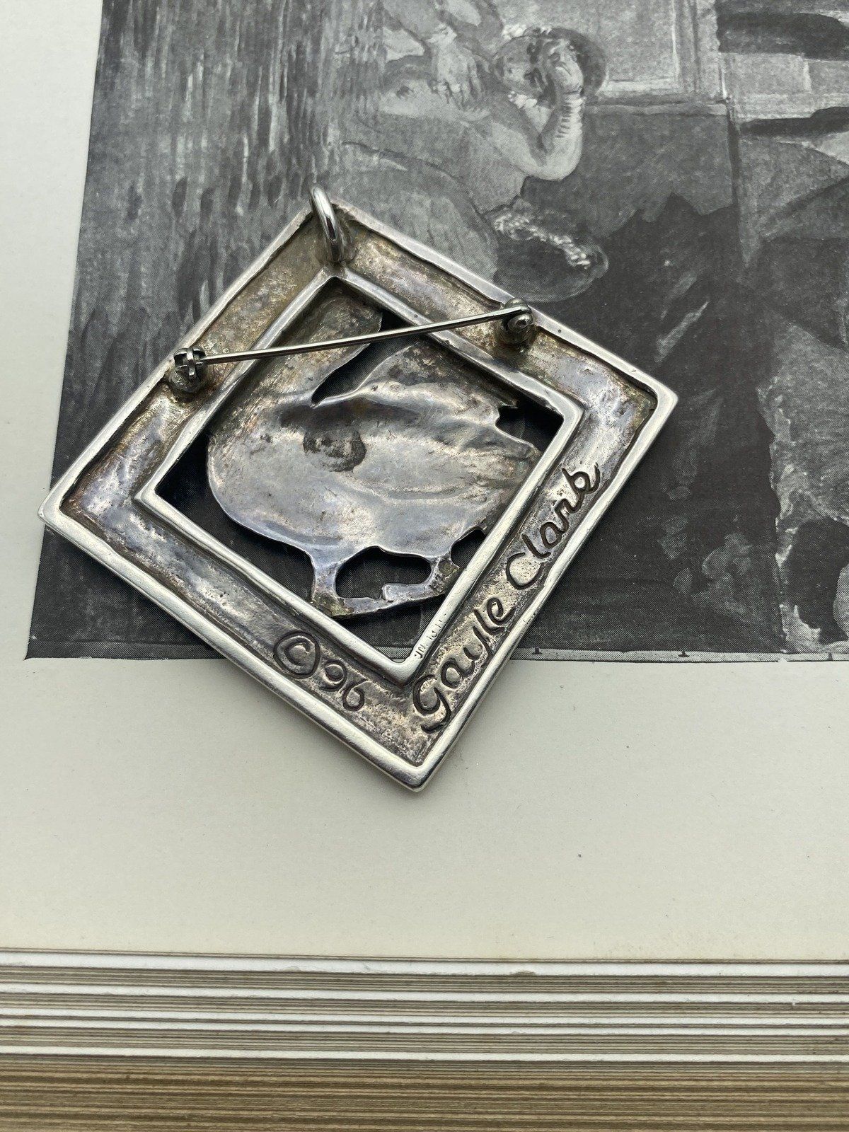 Vintage MS Craftsman Guild Artist Gayle Clark Sterling Silver Pelican Duo Pendant/Brooch + Earrings *SET* 7
