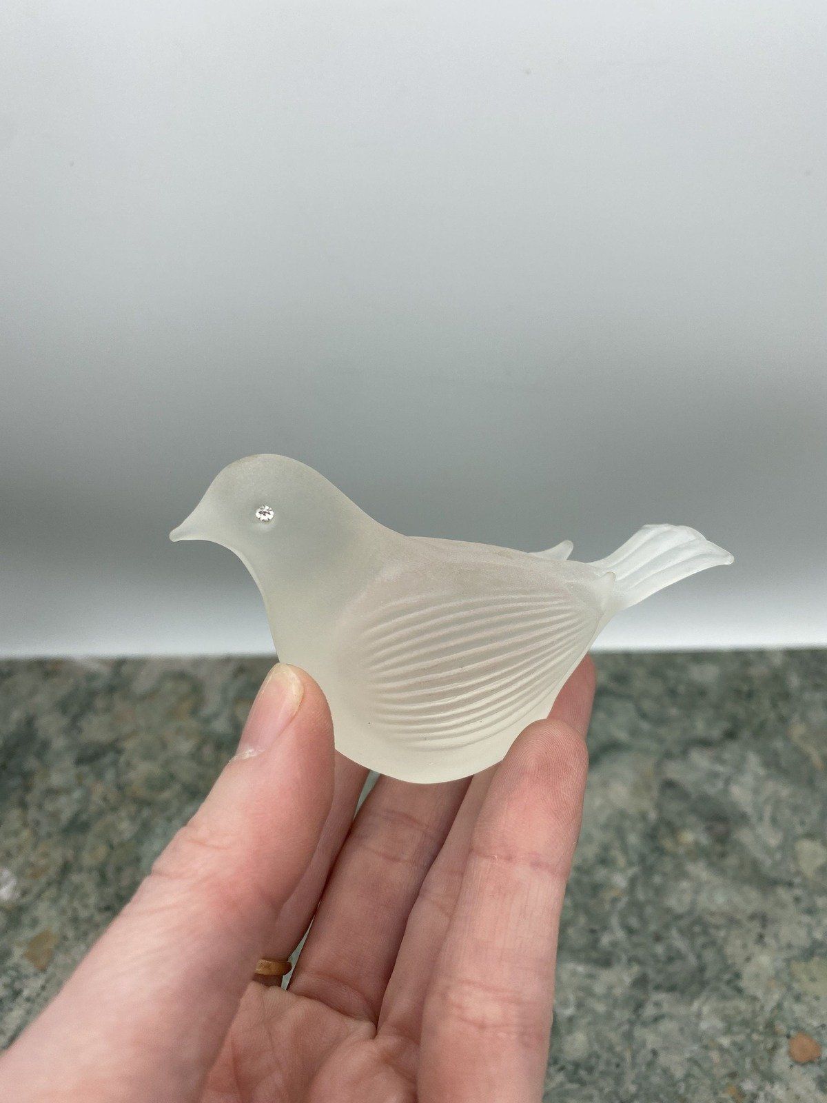 Sweet Frosted Crystal Dove w Rhinestone Eyes (Small Chip) 3