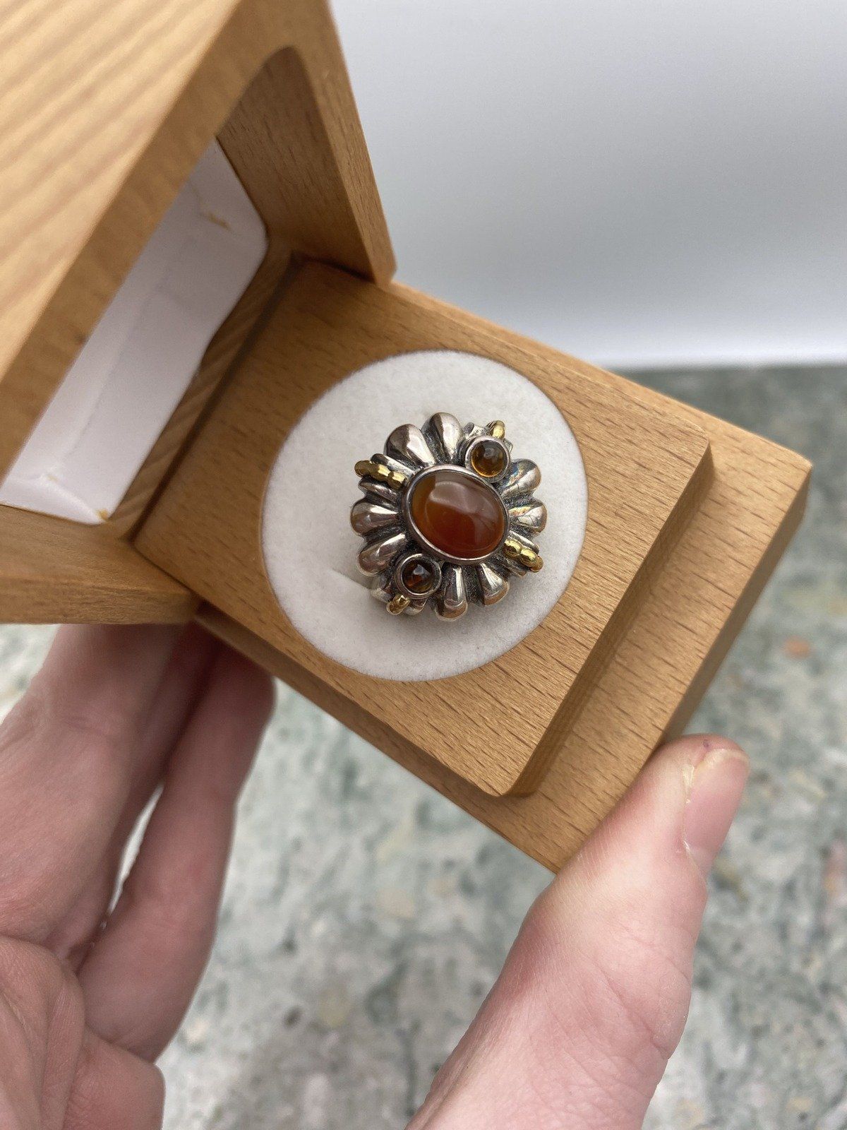 Lagos Caviar Sterling + 18k Carnelian Ring #232a 2