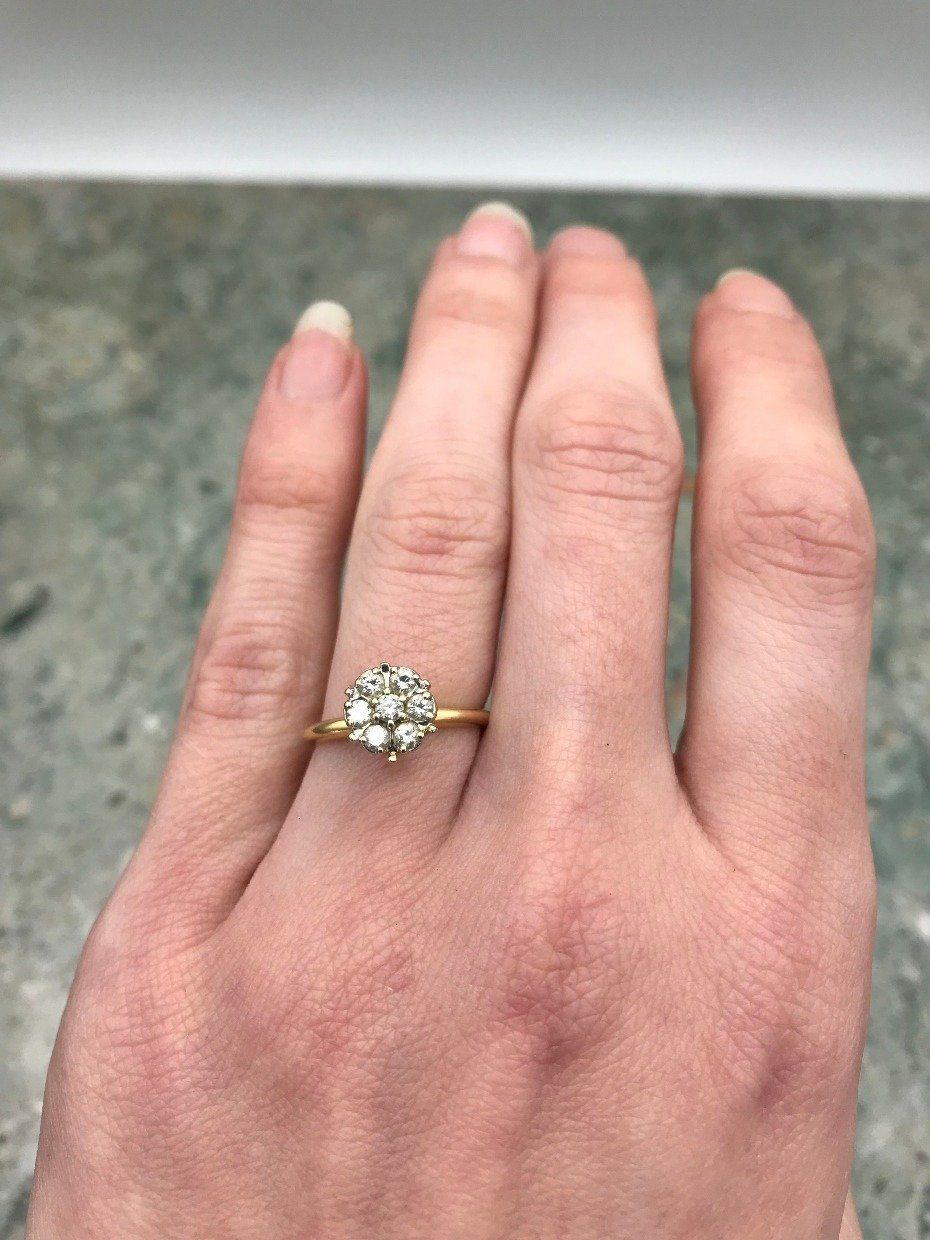 14k Dual Tone Gold .49ctw Diamond Flower Cluster Ring 5
