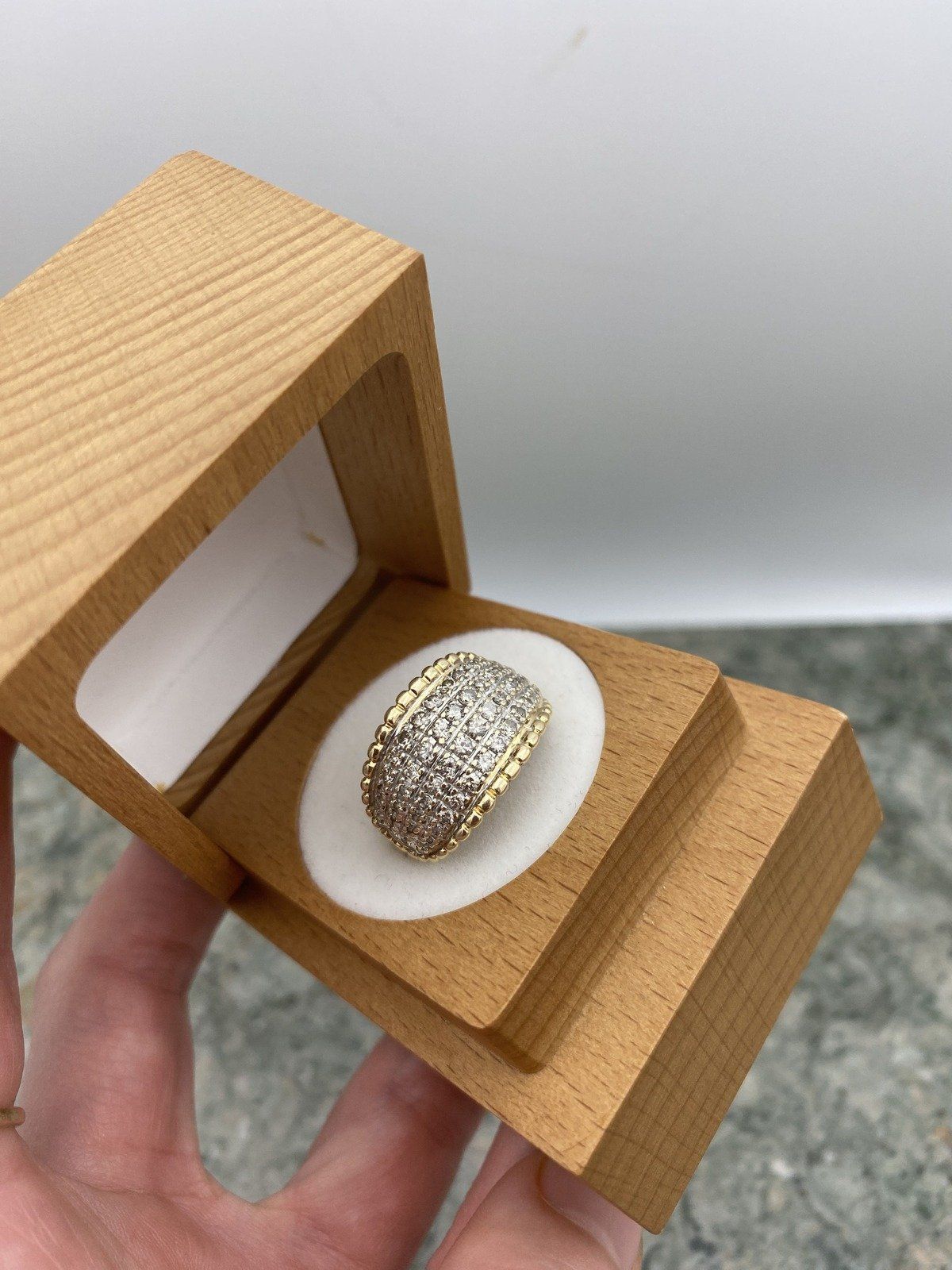 10k Modern Gold Pave White Gold Diamond Wide Cuff Ring Band 4