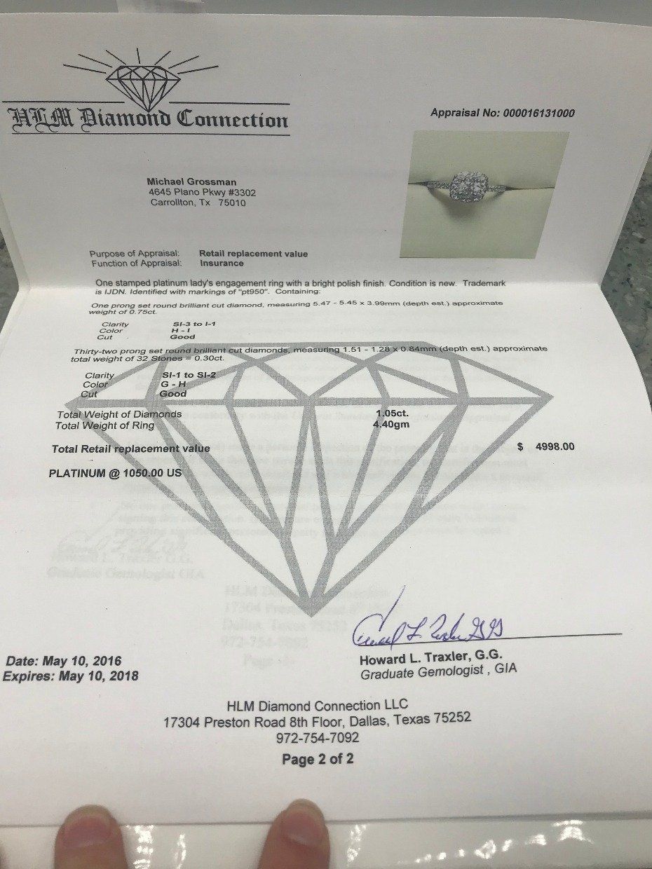 Platinum 1.05ctw Round Brilliant Cut Diamond Engagement Ring w Appraisal 5