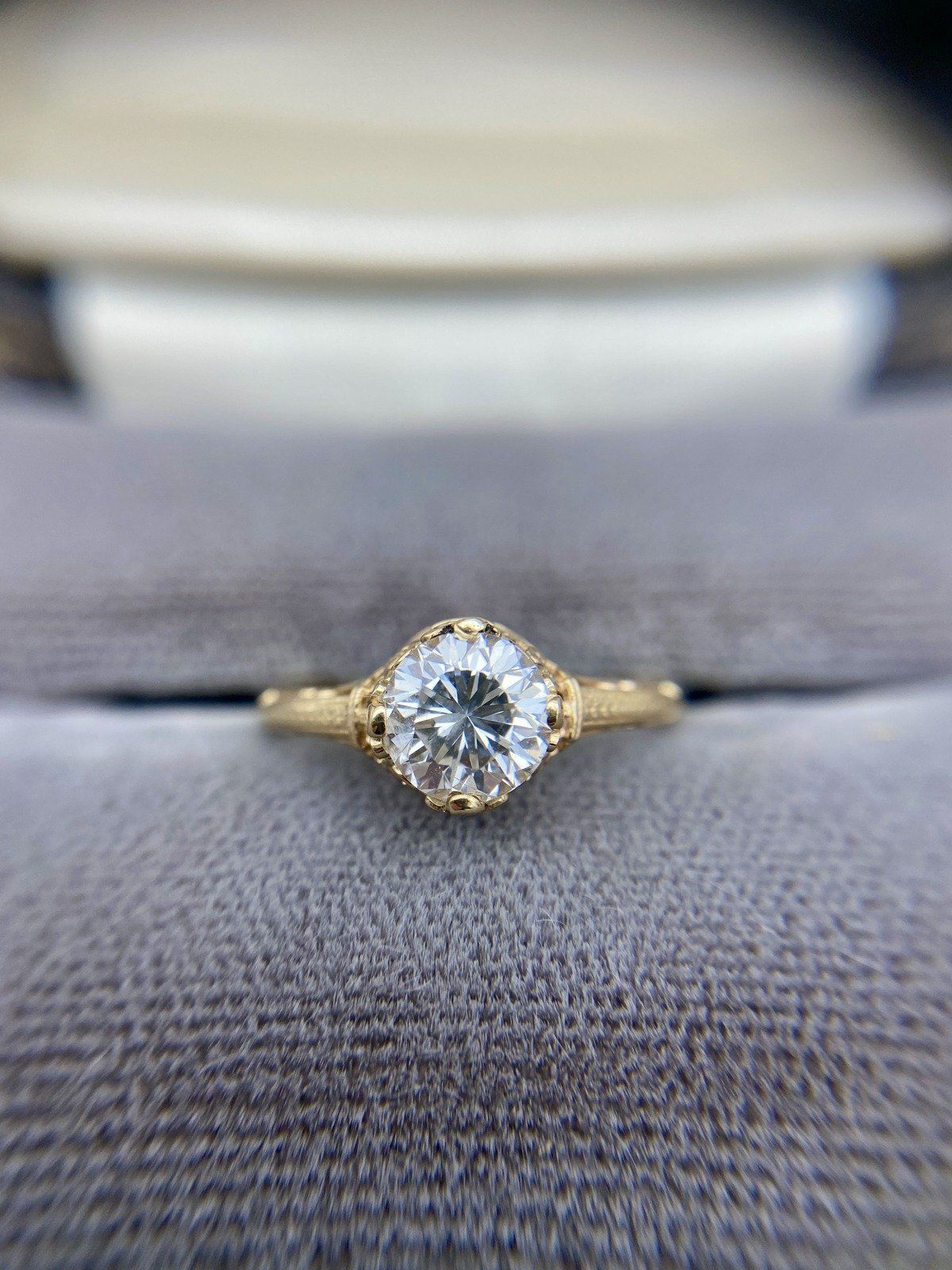 Stunning 14k Gold Antique Inspired 1ct Natural Solitaire Diamond Filigree Engagement Ring 6