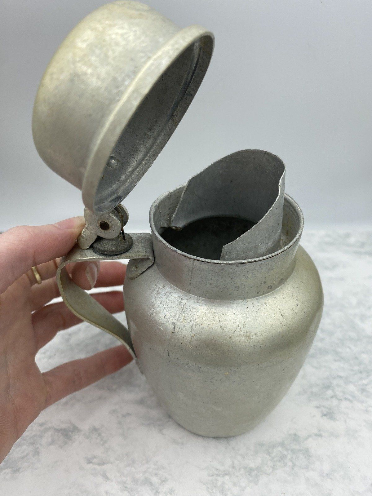 Vintage Aluminum Hinge Lidded Syrup/Creamer 2