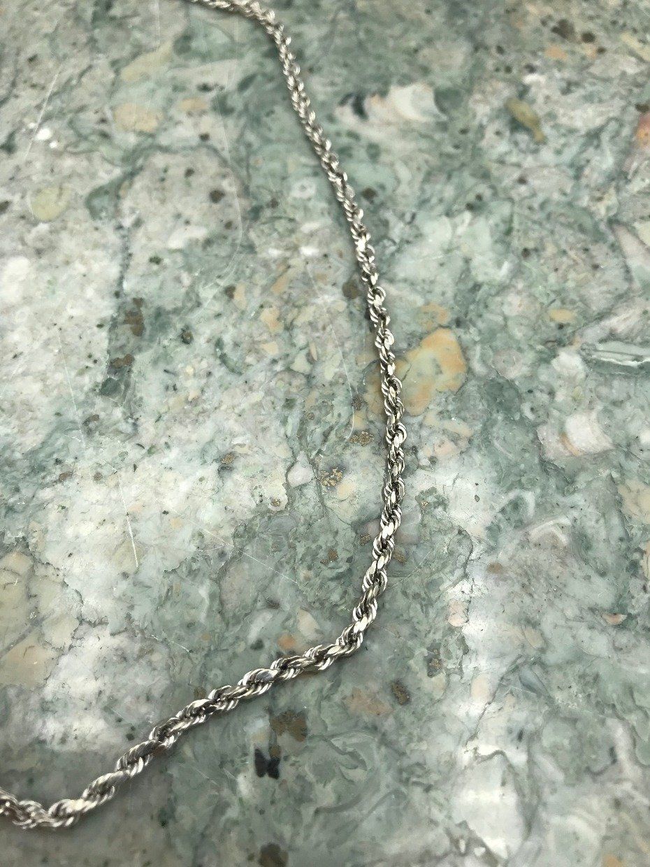 14k White Gold 26 Rope Chain Link Necklace 2