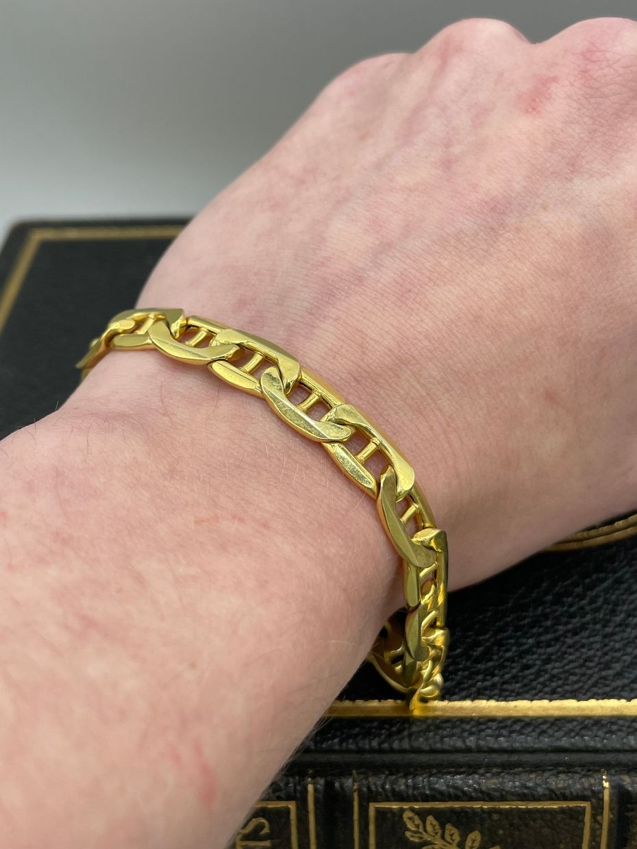 Men's Hollowed 14k Gold Anchor Chain 8.75 Link Bracelet 3