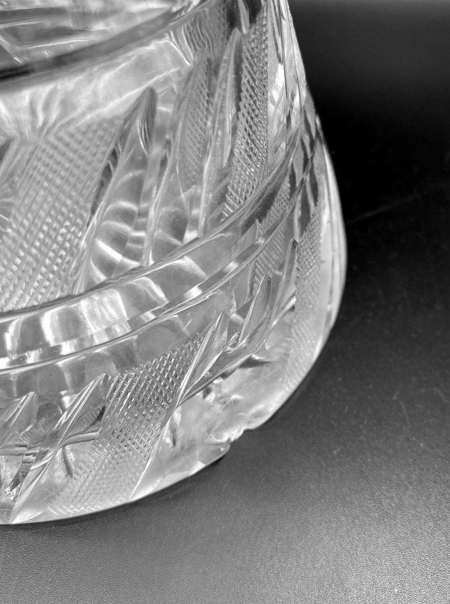 12 Cut Crystal Floral etched Vase 3