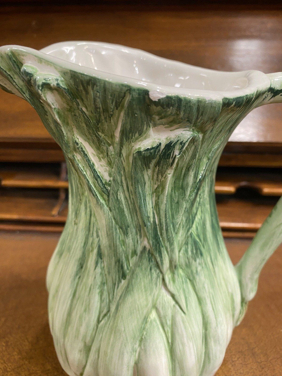 Italian Ceramic Majolica Scallion Drink Pitcher 9 9
