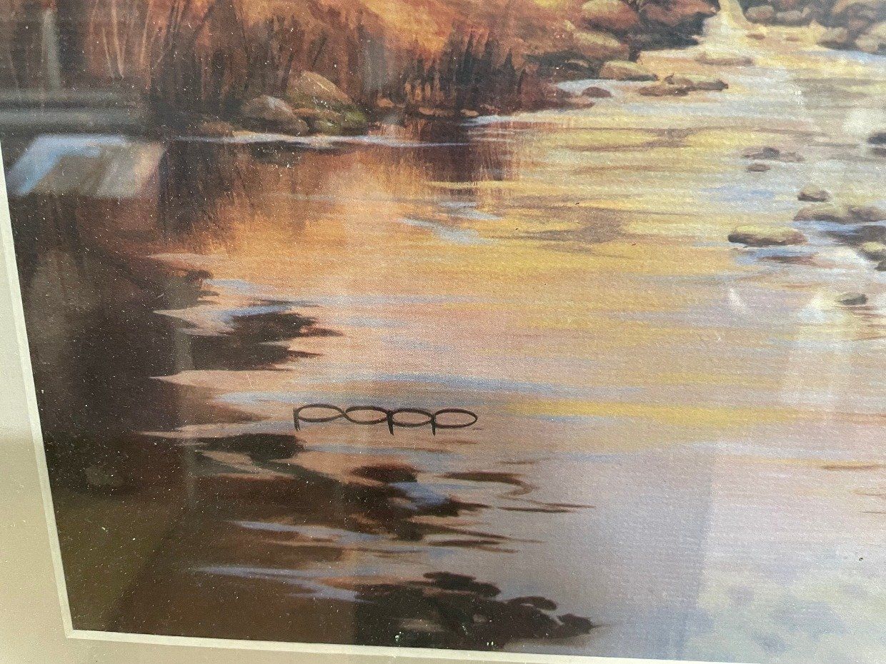 Framed Autumn River Mill Art Print Signed POPP 2