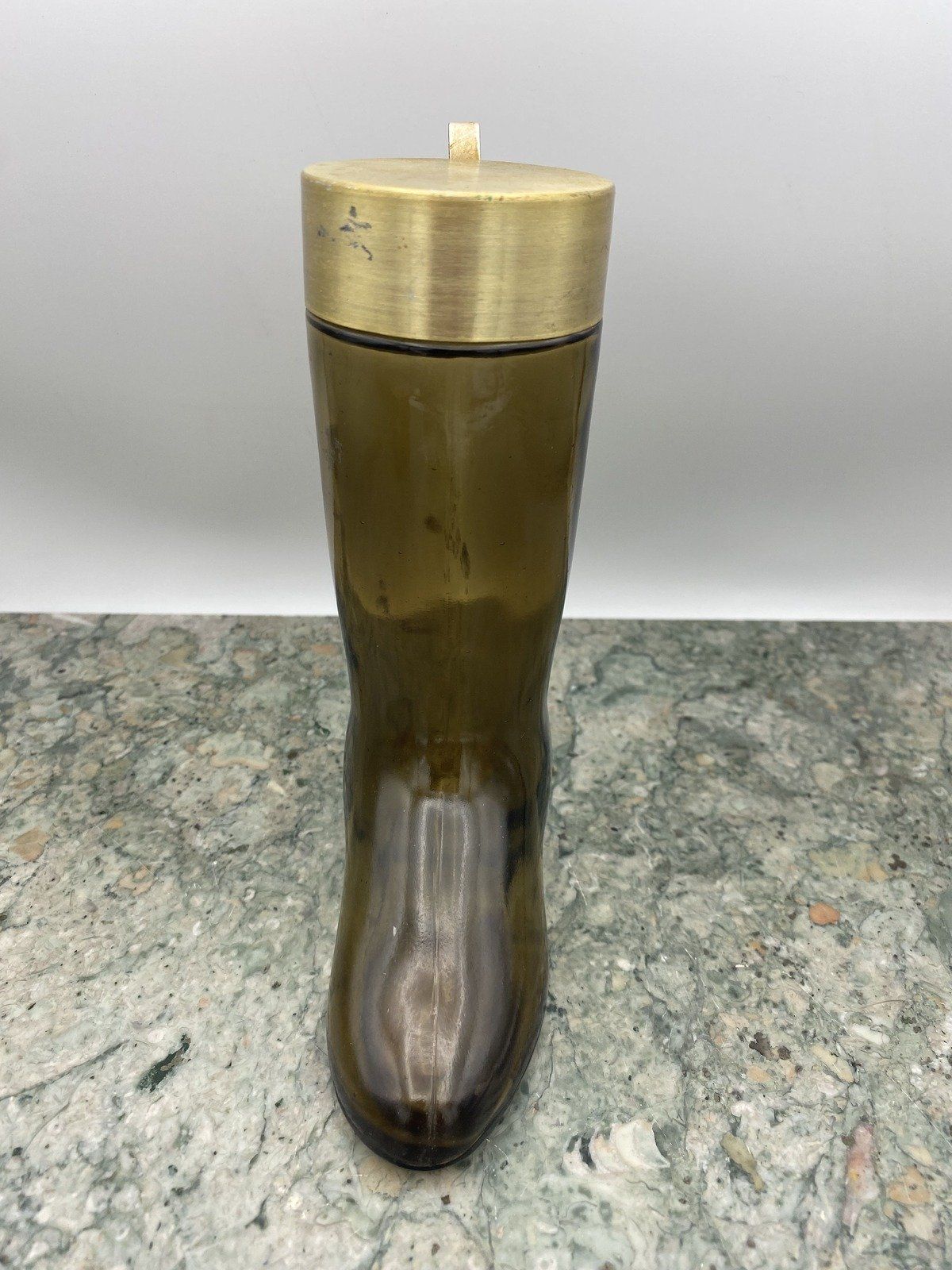 Vintage Avon Green Glass + Leather Boot Cologne Bottle 2
