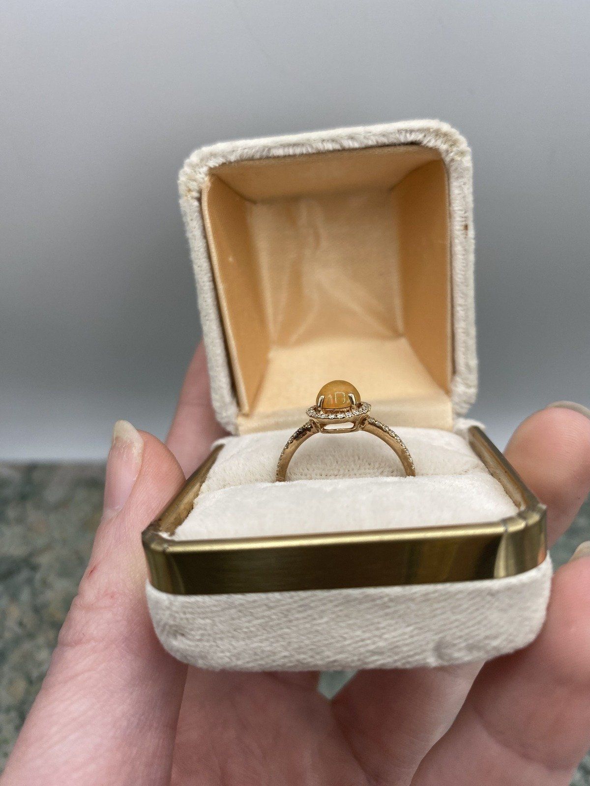 14k Rose Gold Mexican Fire Opal + Diamond Crowned Ring 2